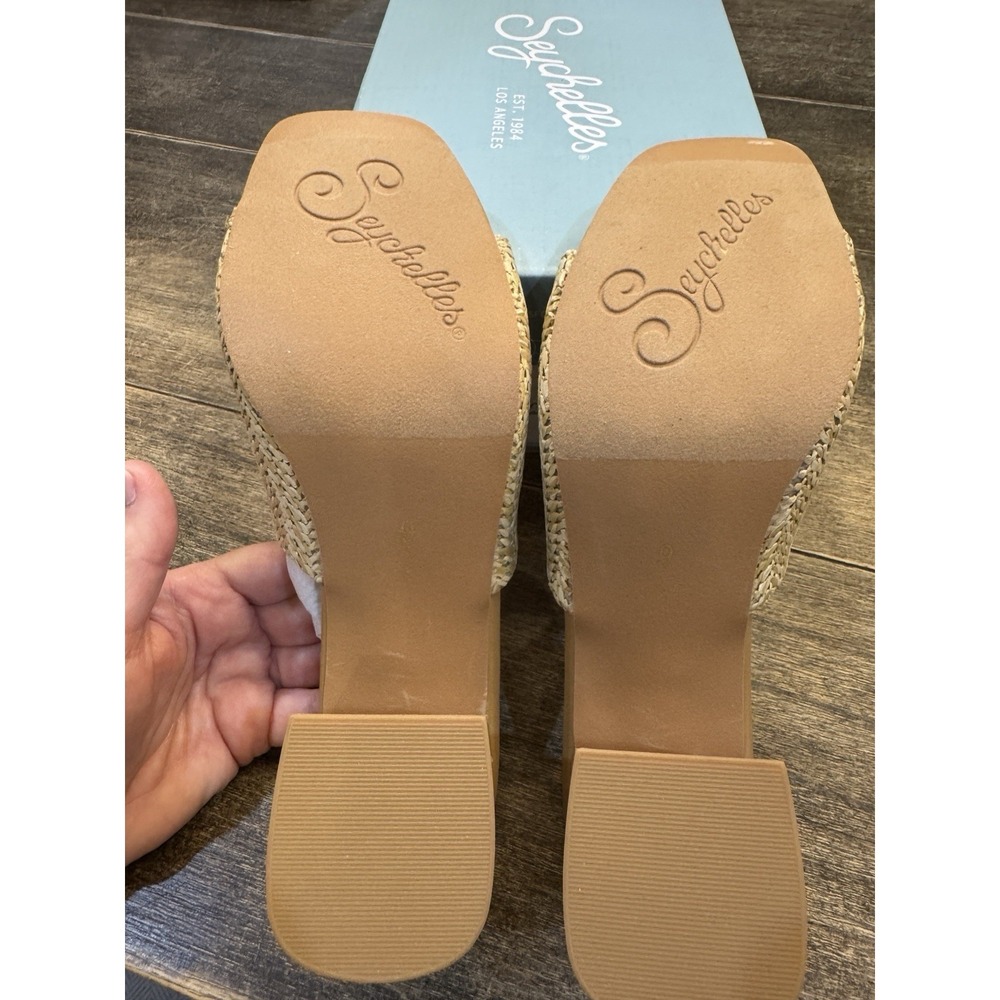 Seychelles Adapt Raffia Mules Sandal Natural Size 9 Beachy Coastal Neutral - Picture 7 of 11
